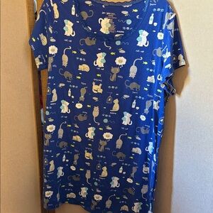 Simply basic Blue Cat Print ladies nighty 2x